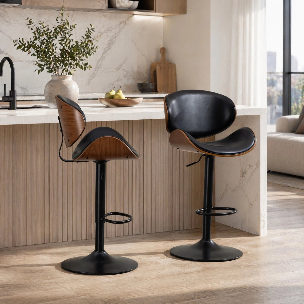 SGABELLO BAR Girevole Regolabile in Altezza 51x50x93-103,5 cm PU Nero