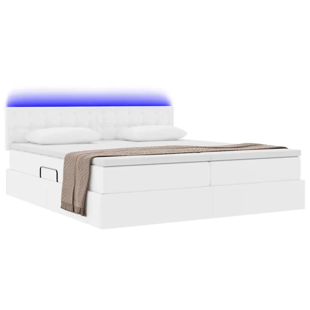 Letto con contenitore e LED con led Bianco Puro 200 x 200 cm