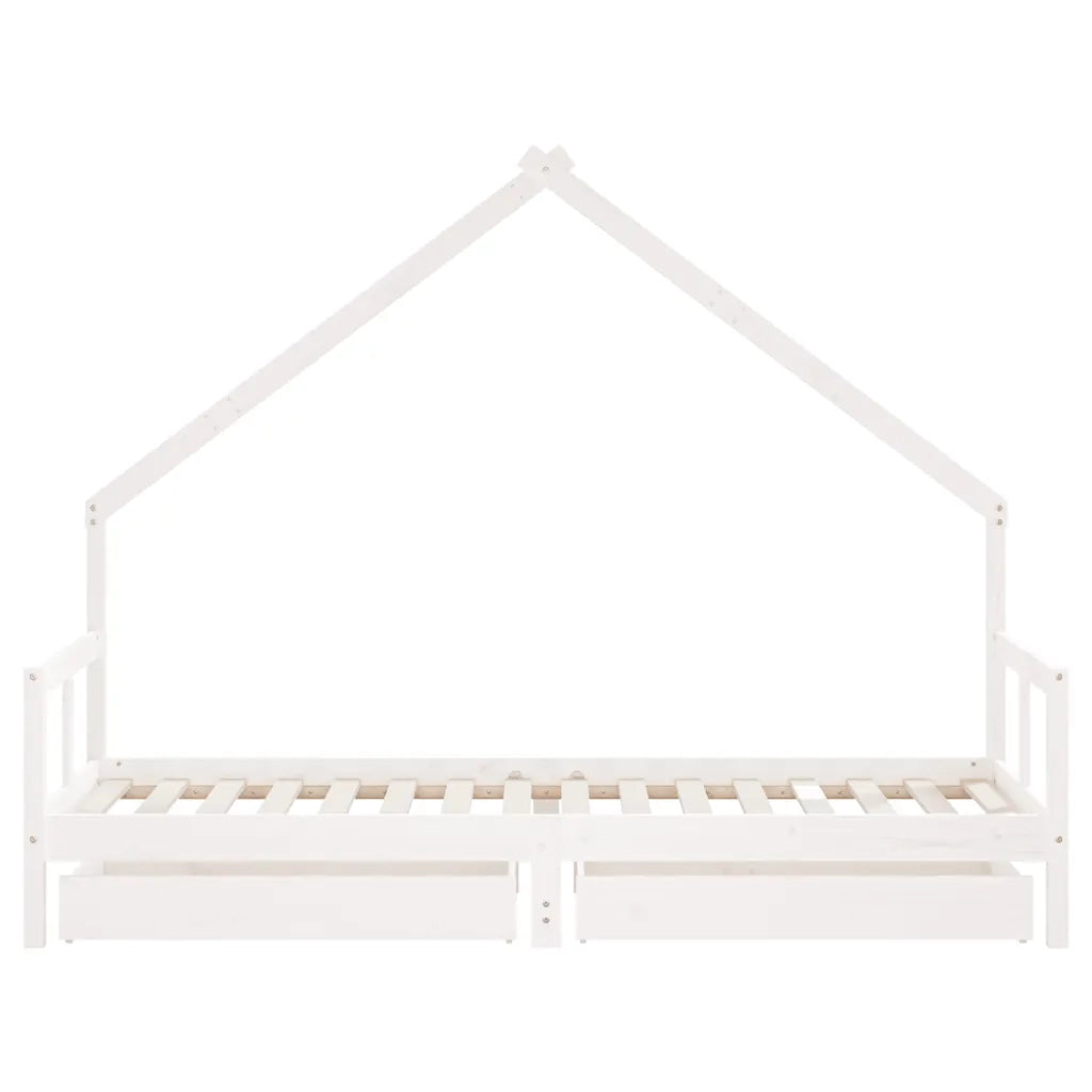 Giroletto Bambini | Letto Infantile | Lettino con Cassetti Bianco 80x200cm Massello di Pino