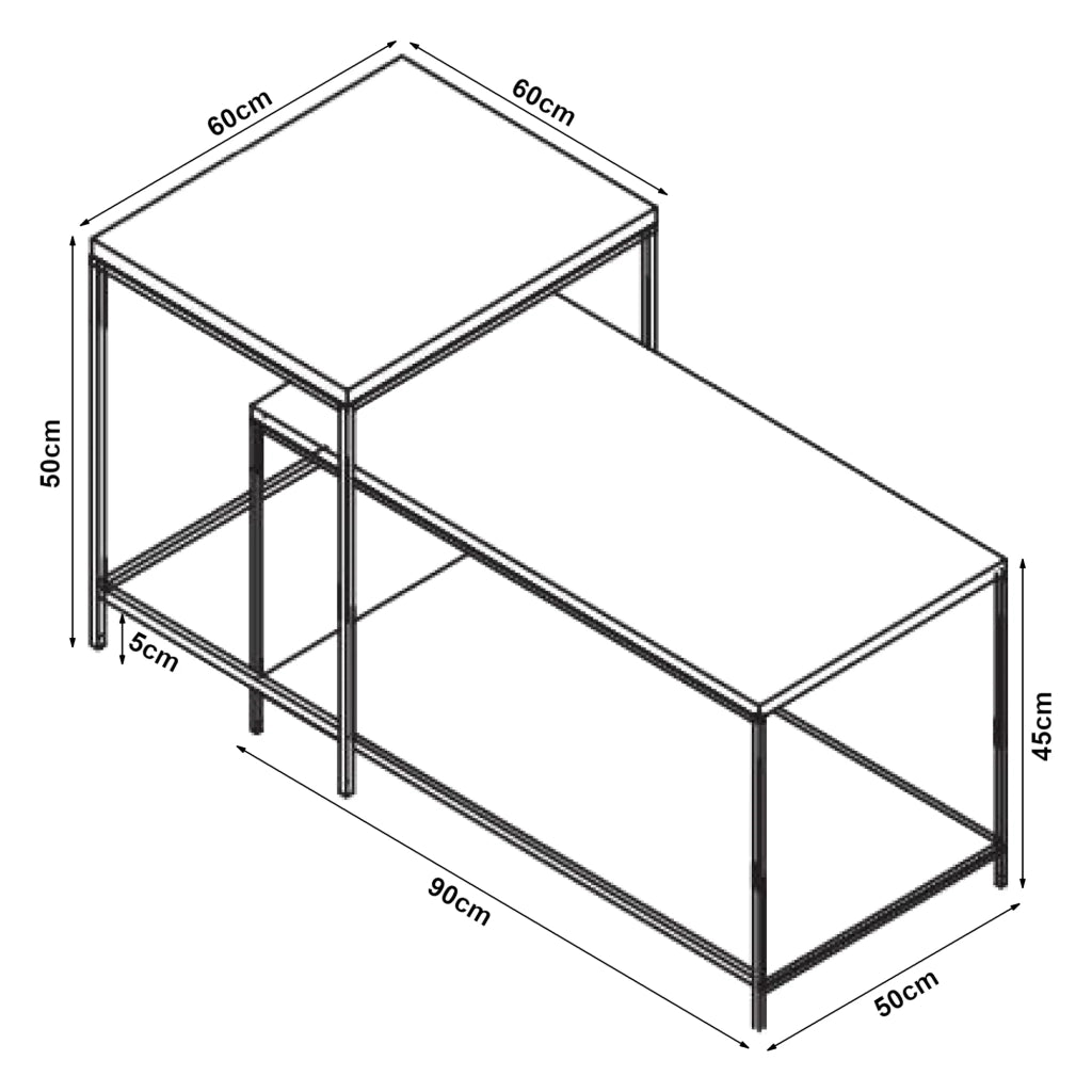 Set di 2 tavolini impilabili in MDF marrone 03_0009382