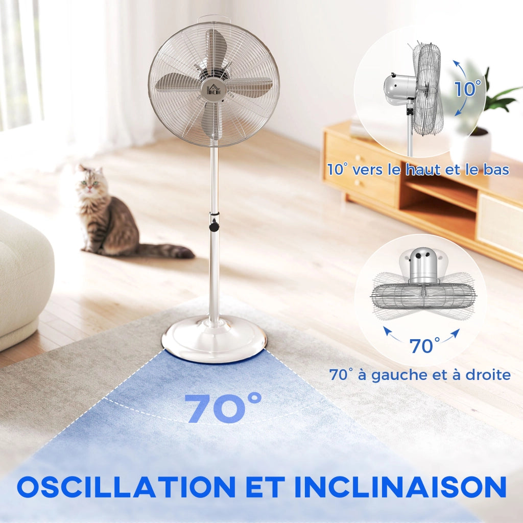 Ventilatore da pavimento regolabile ¨C Zephmum ¨C Argento 50W 87-120cm 3 velocita'