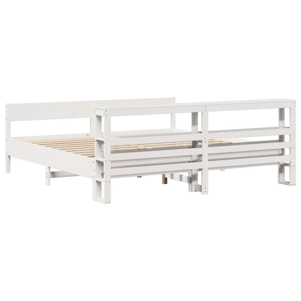 Letto senza Materasso Bianco 180x200 cm Legno Massello di Pino