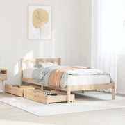 Letto senza Materasso-Struttura Letto 75x190 cm in Legno Massello Pino 518463