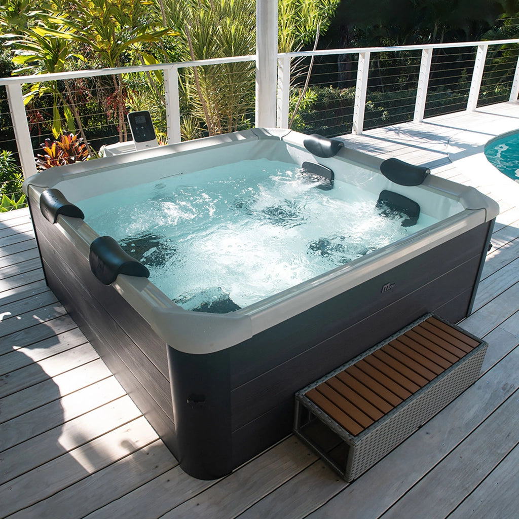 Vasca Idromassaggio Spa Oslo Aero Plus Smart con Wifi per 6 Persone 180x180x65 cm in Materiale Plastico Effetto legno