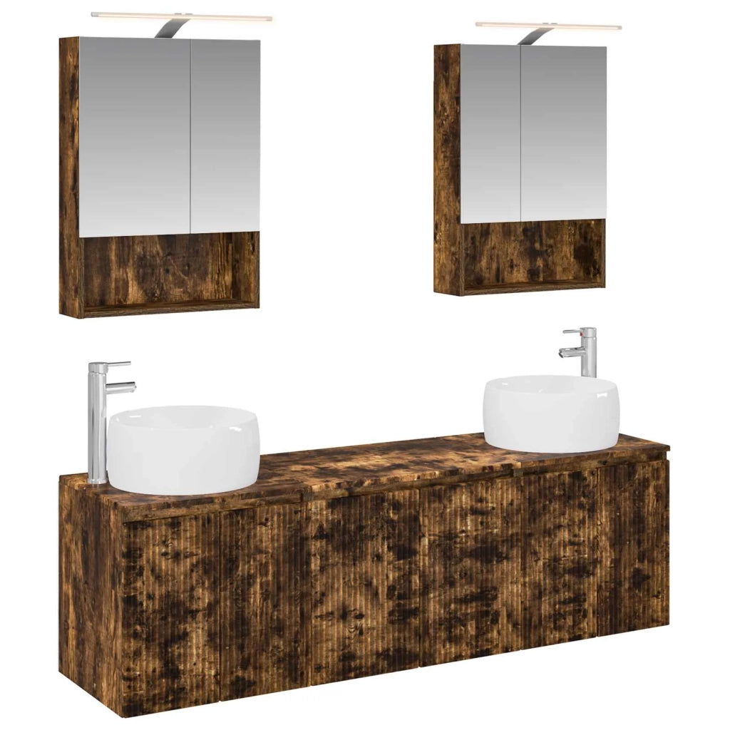 Set di Armadi da Bagno 5 pcs Rovere Fumo Legno ingegnerizzato 3406523