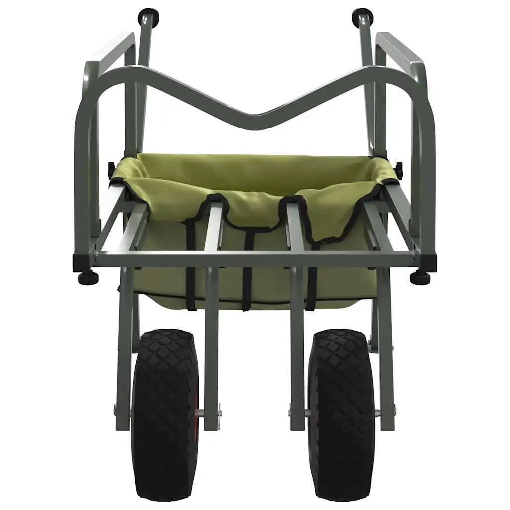 Carrello da Pesca Verde con 2Ruote Acciaio Verniciato a Polvere 94870