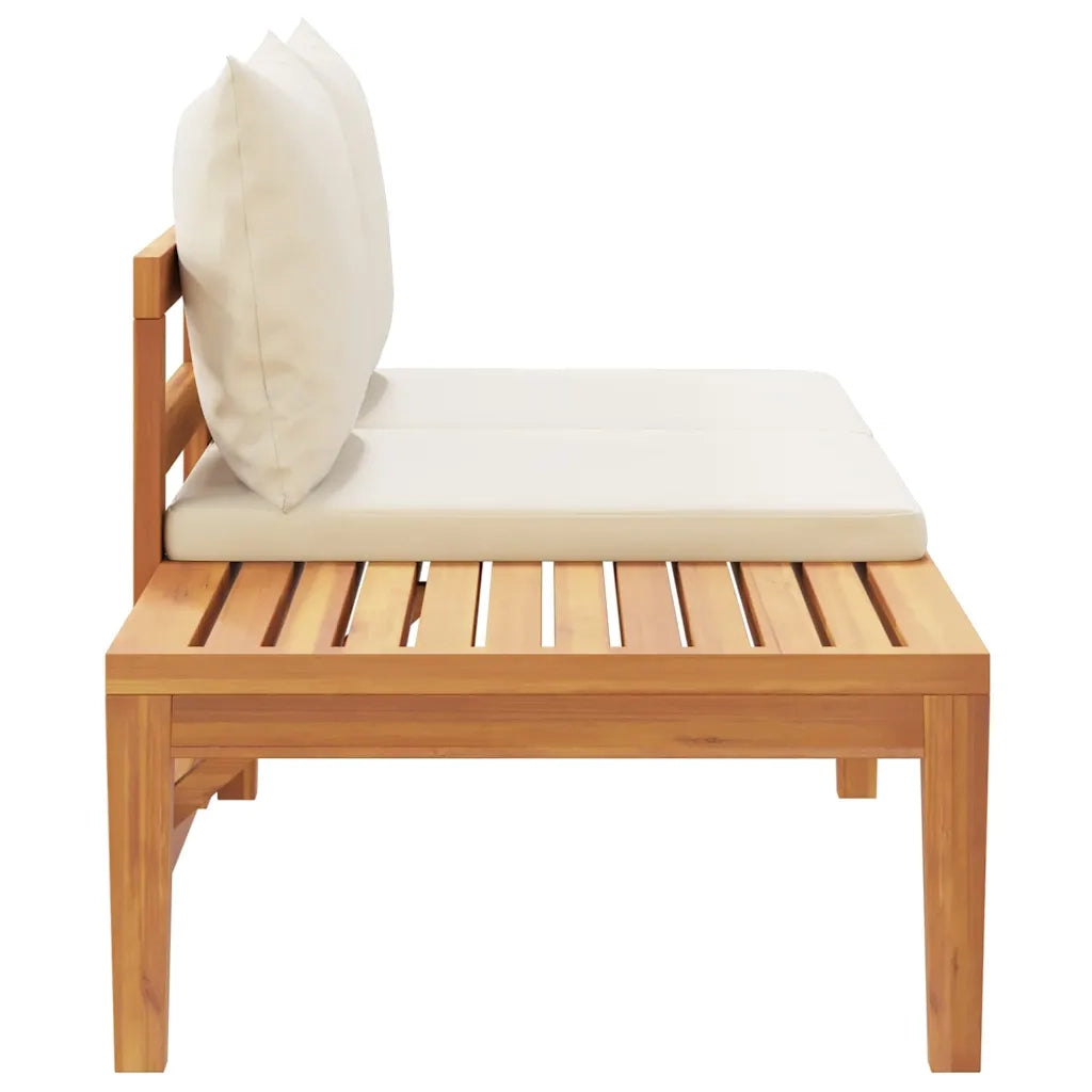 Panca Giardino e Tavolino Cuscini Bianco Crema Acacia Massello 316314