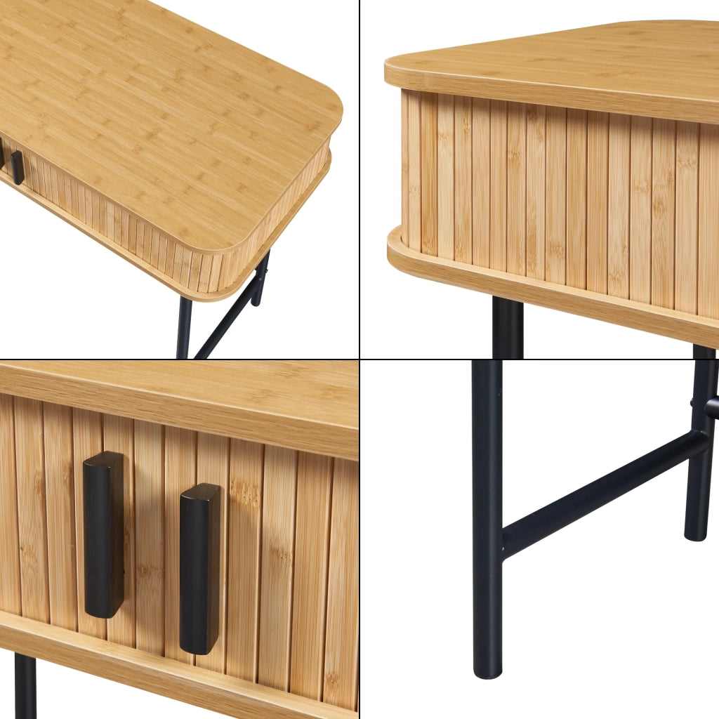Tavolo consolle 100 x 50 x 76 cm nero naturale 03_0010886