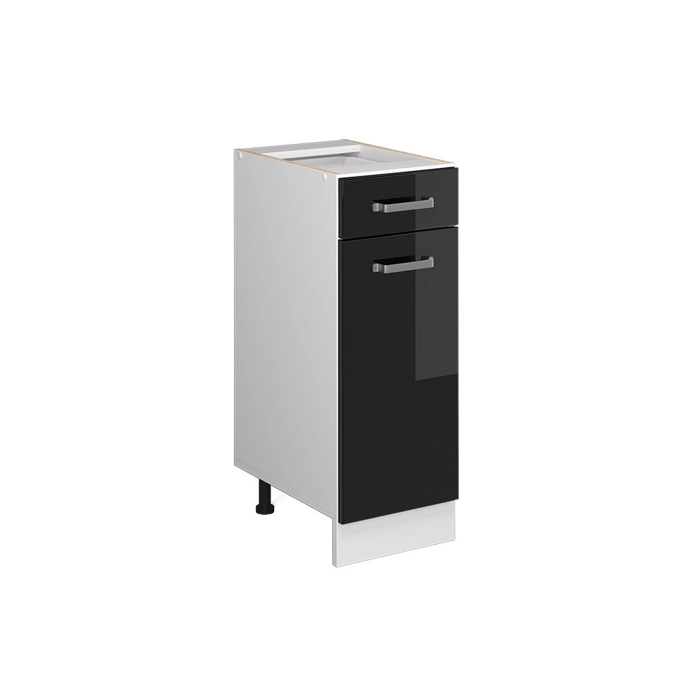 Vicco Mobiletto base per cucina Nero lucido 30 cm senza piano di lavoro