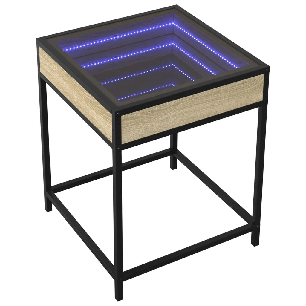 Tavolino da salotto | Tavolino da caff¨¨ | Tavolino da Soggiorno con LED Infinity Rovere Sonoma 40x40x51 cm