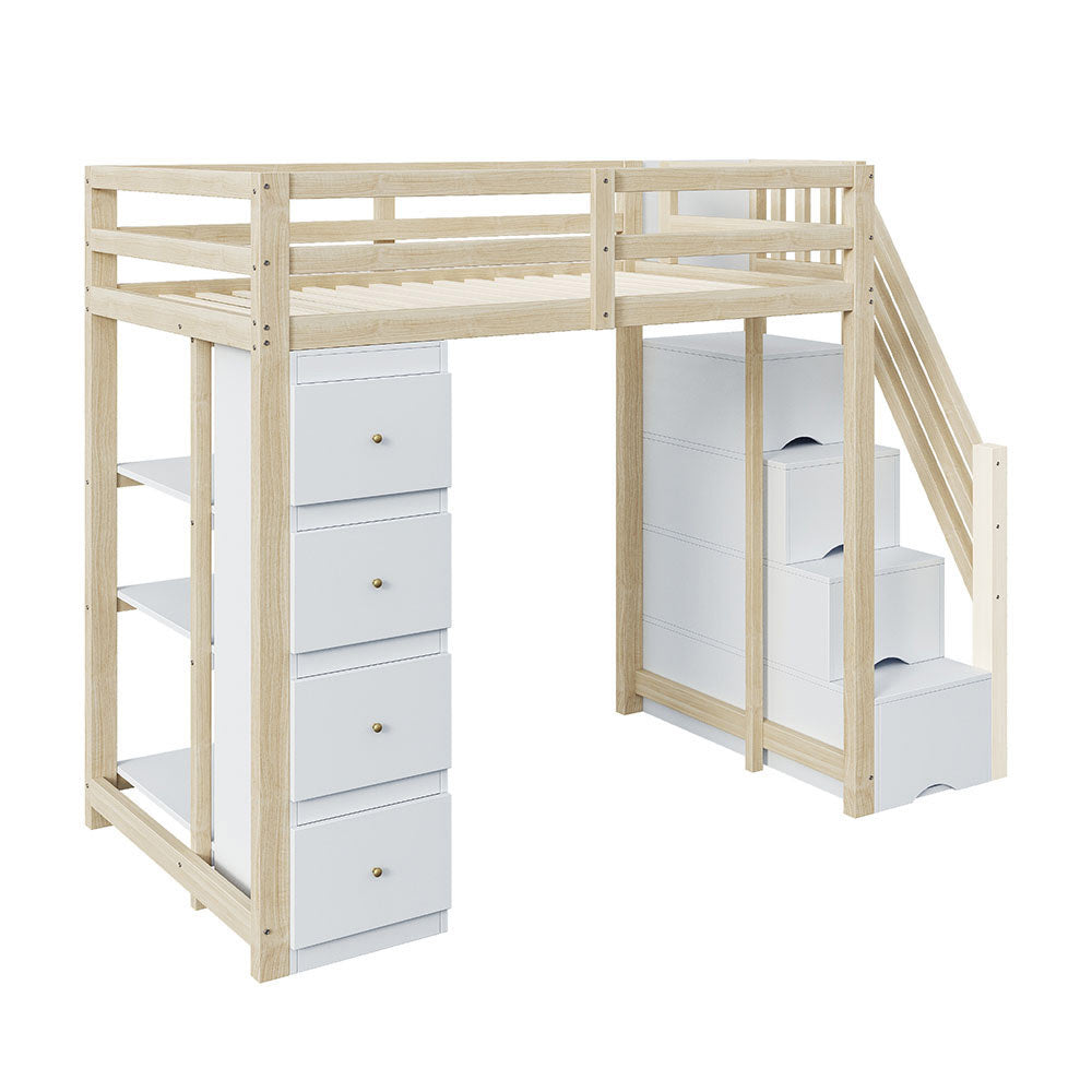 Letto a soppalco 90x200 cm - Xylo - Colore legno con cassetti