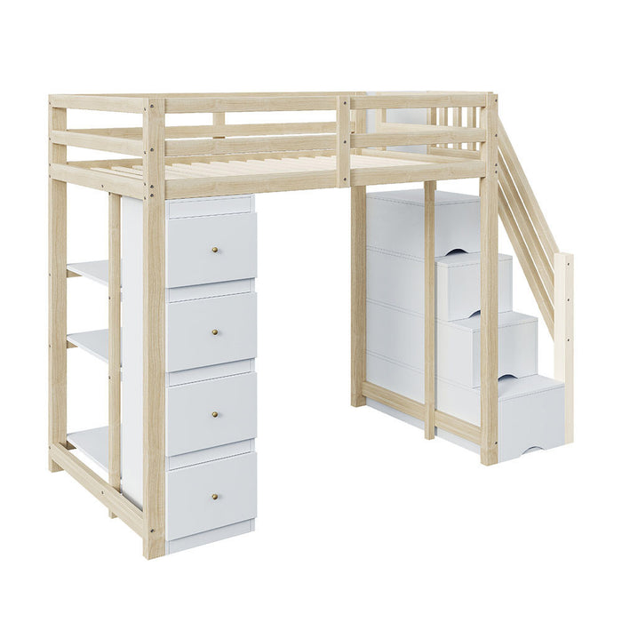 Letto a soppalco 90x200 cm - Xylo - Colore legno con cassetti