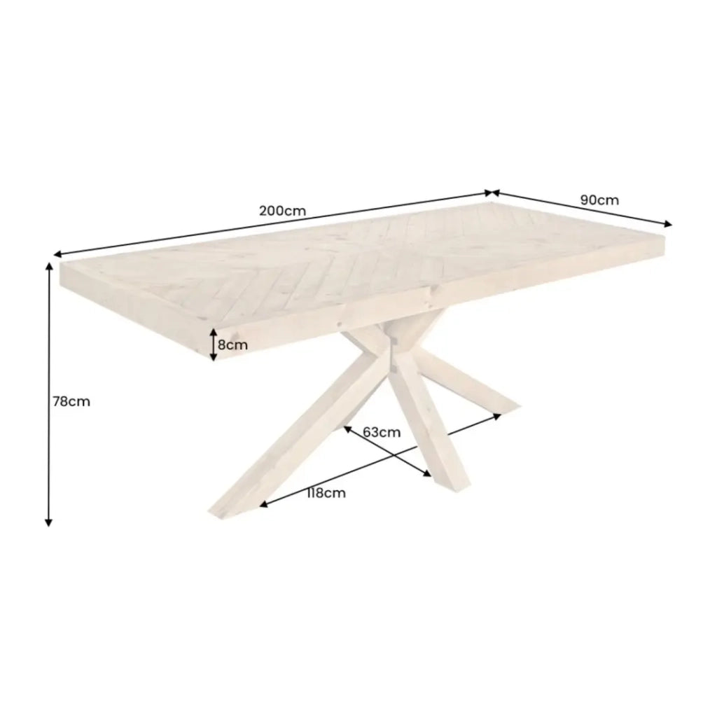 Tavolo da pranzo LOVARK – Rettangolare 200 cm – Legno massiccio di pino