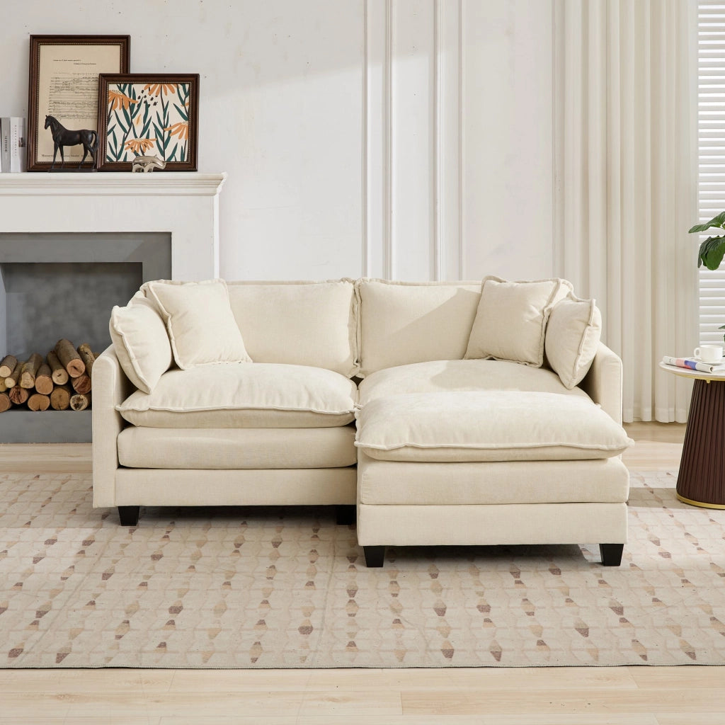 Canapé modulaire in ciniglia con cuscino schienale seduta morbida e montaggio rapido per soggiorno e appartamento beige