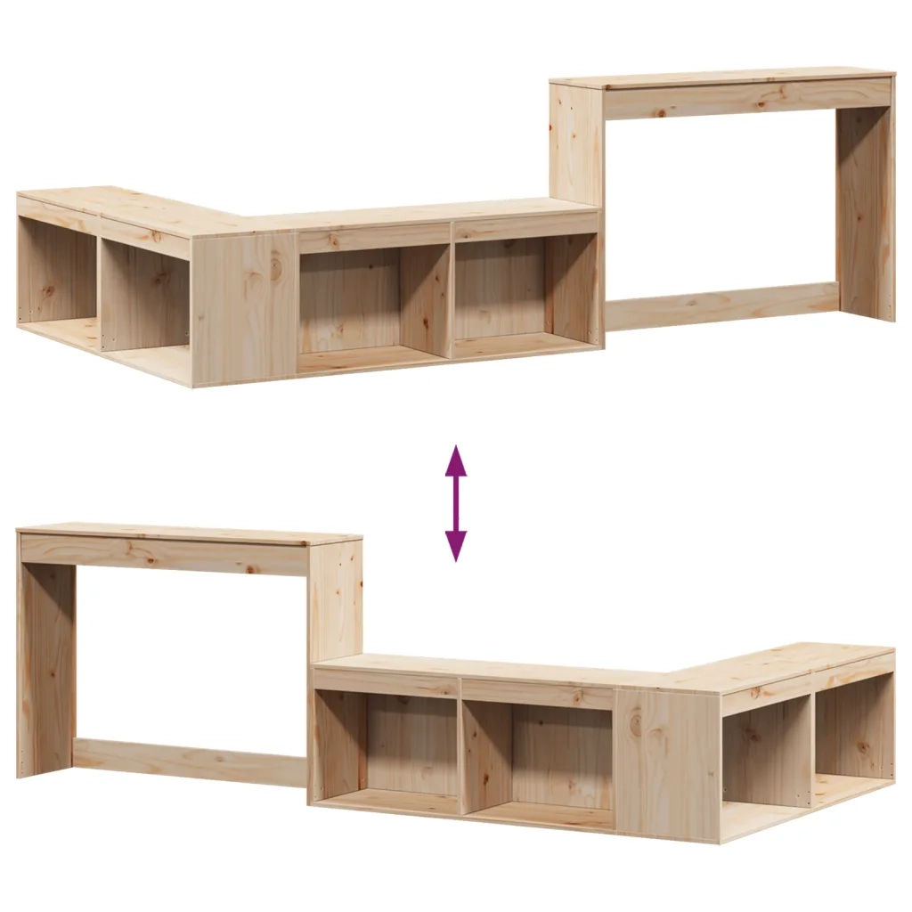Comodino con Scrivania-Tavolino da notte 222x107x75 cm in Legno Massello di Pino