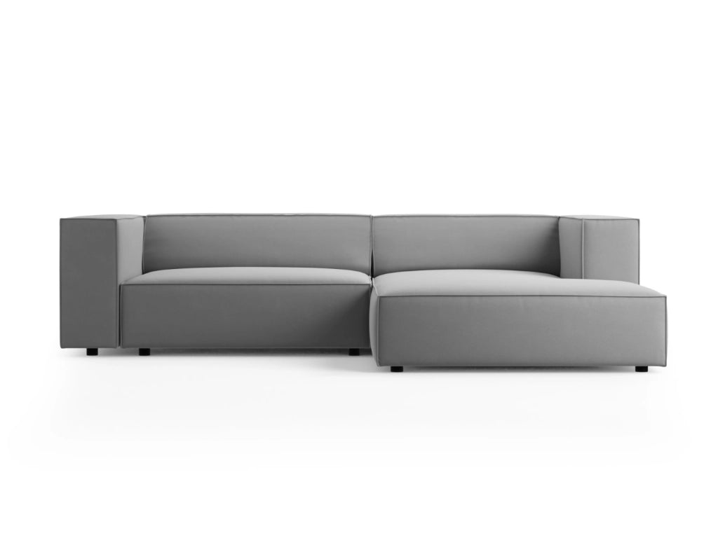 Cosmopolitan Design - Divano angolare destro "Arendal" 3 posti in velluto grigio chiaro 