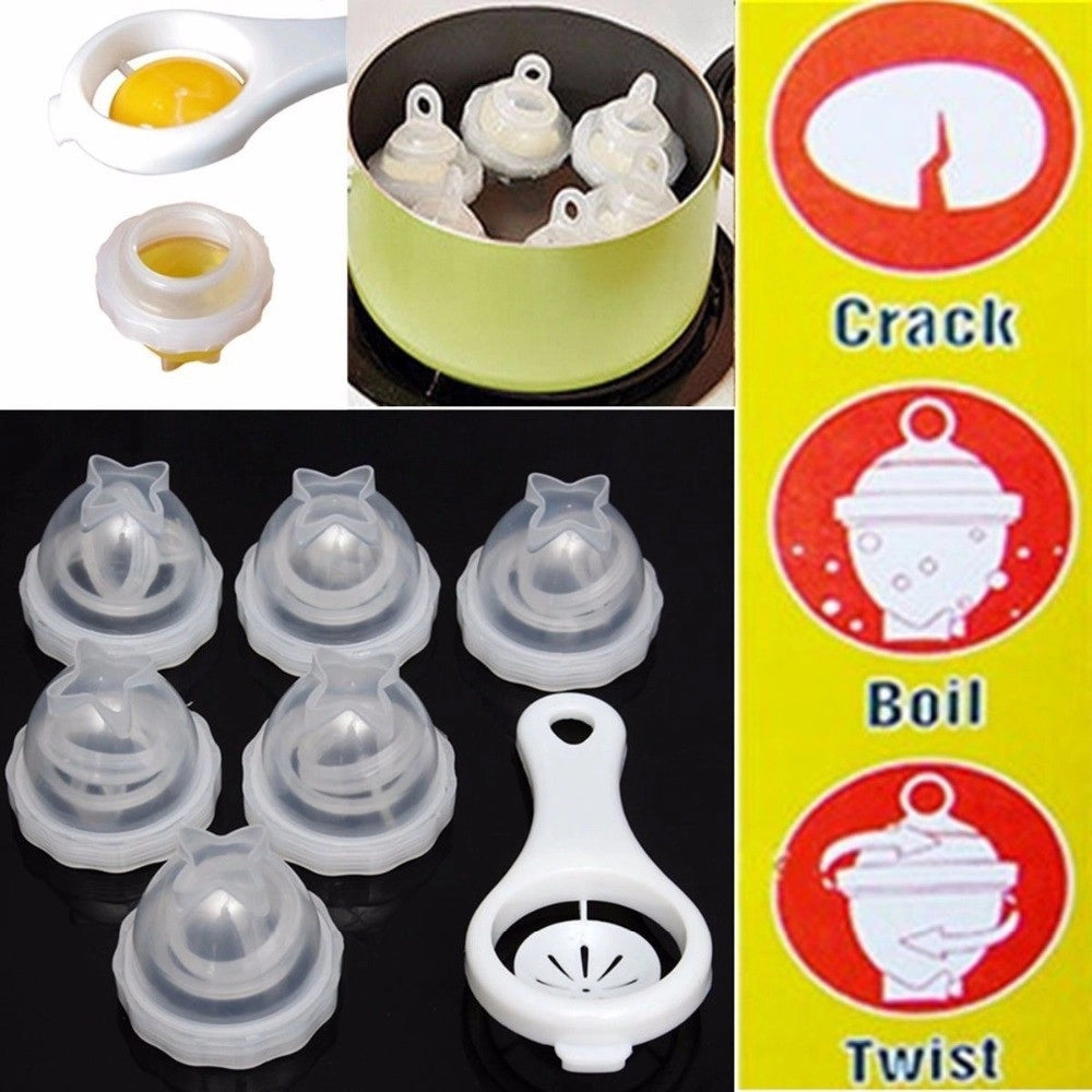 Trade Shop - Set 6 Pz Cucinare E Bollire Uovo Sodo Alla Coque Rompe Bolle Cucina Uova -