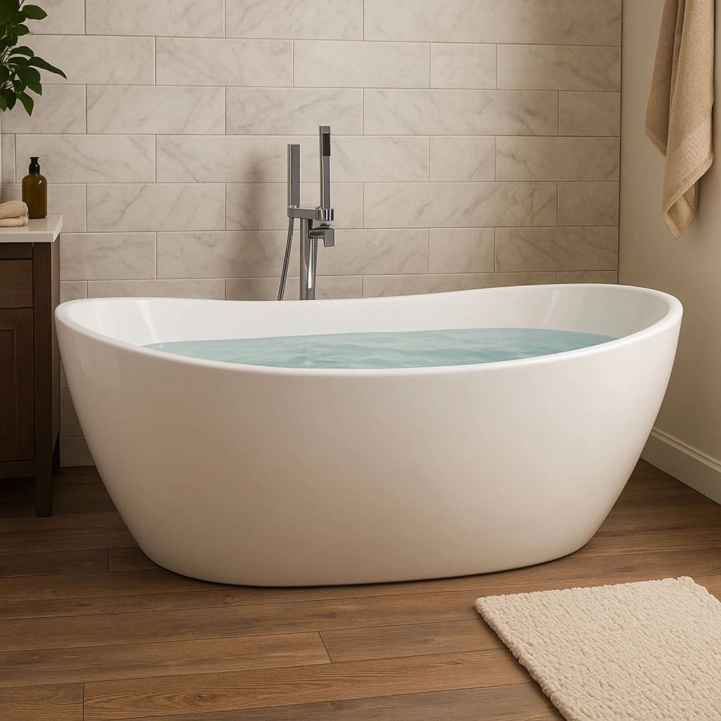 Vasca da bagno freestanding ovale in acrilico colore bianco lucido *** misure l160xh68xp80, confezione 1