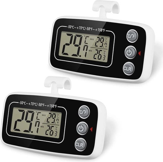 Termometro per Frigorifero Digitale - Monitor Temperatura Vetrata con Display LCD - 2 Pezzi Termometri per Cucina e Casa