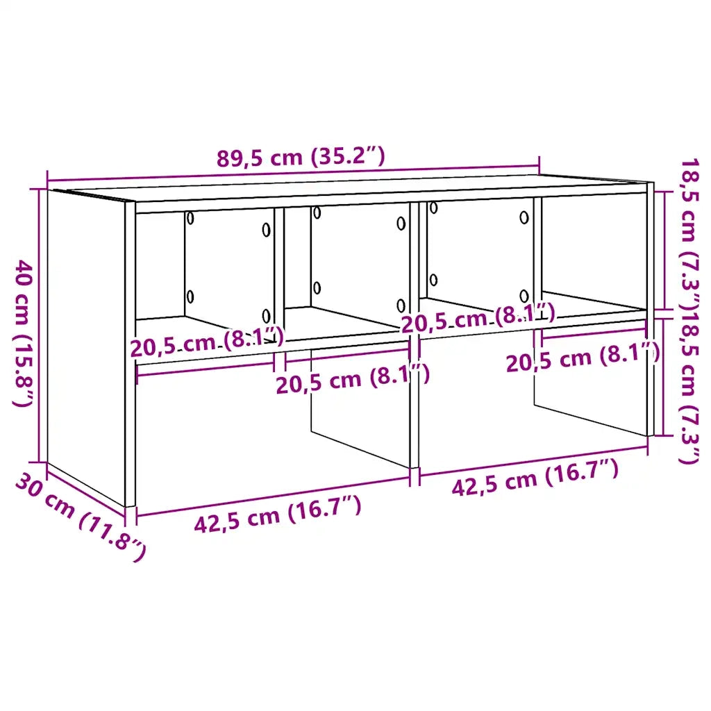 Scarpiera Impilabile Rovere Fumo 89,5x30x40 cm 858847