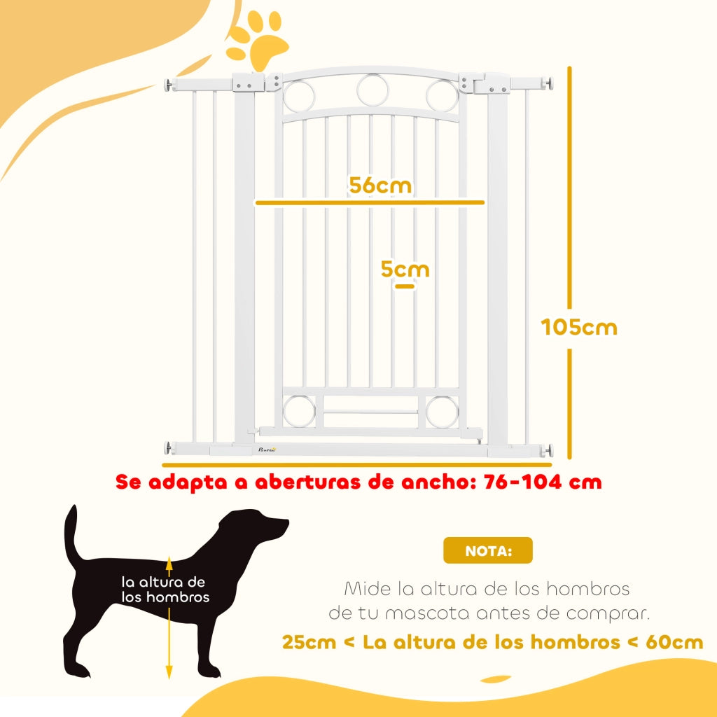 Porta per Cani Regolabile 76-104 cm con 2 Estensioni ¨C Zephmum ¨C Bianco