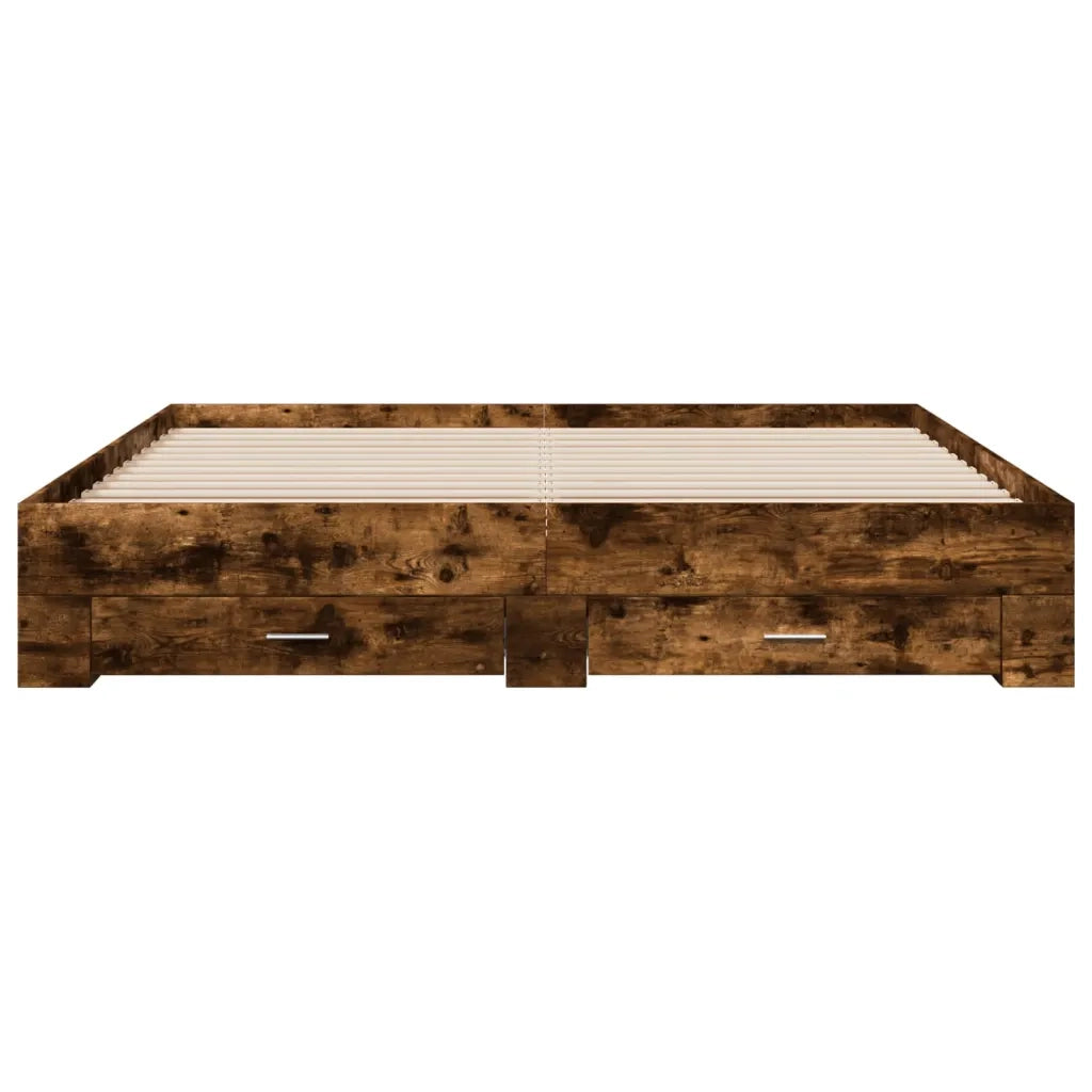 Giroletto con Cassetti Rovere Fumo 200x200 cm Legno Multistrato