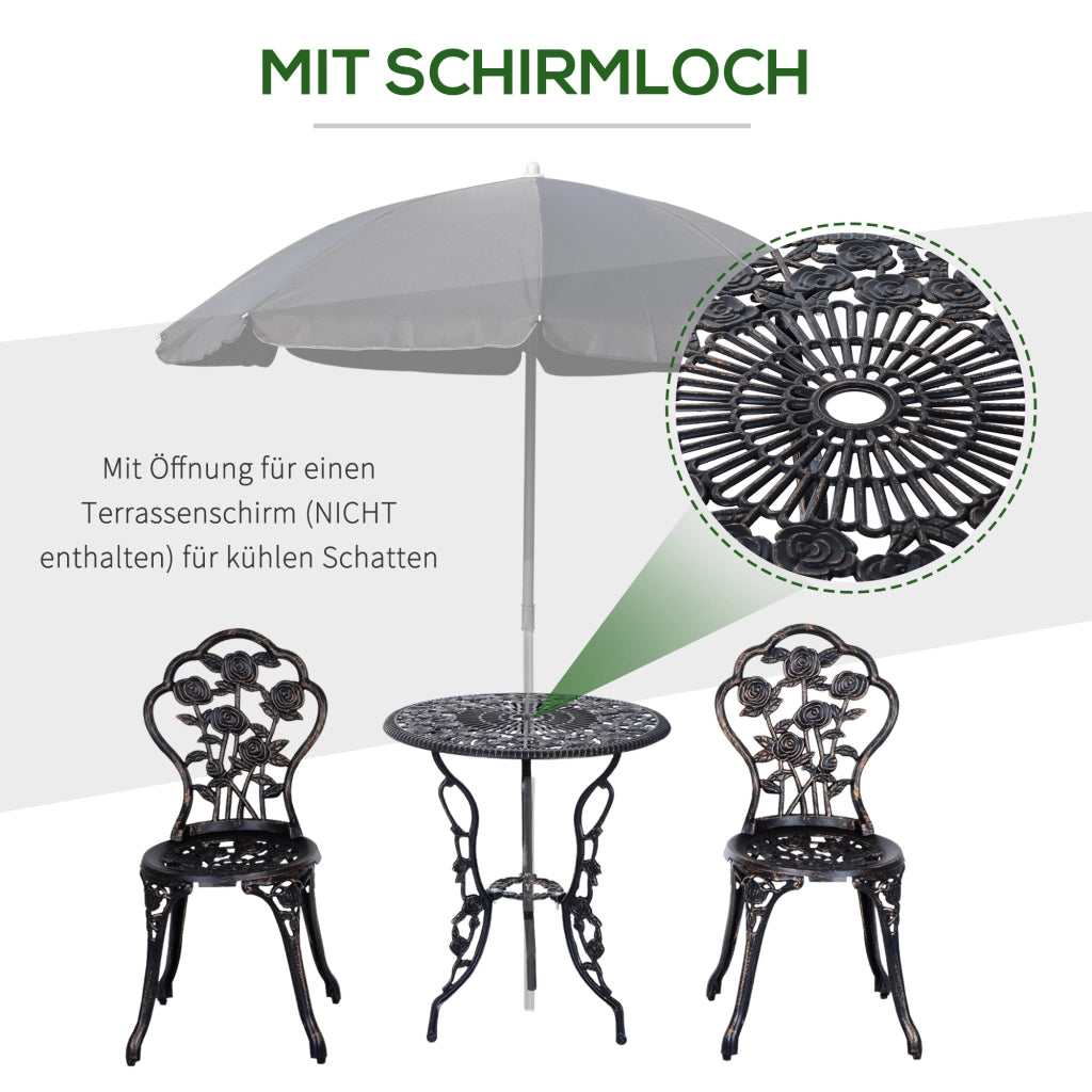 Set Giardino Tavolo e Sedie 2 Posti ¨C zephmum ¨C Bronzo Resina