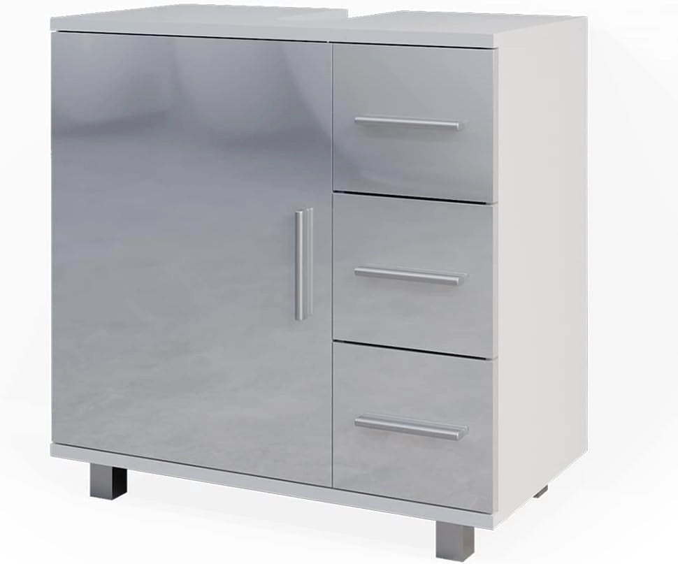 Mobile sottolavabo per bagno Ilias, Bianco, 60 x 60.8 cm, con intaglio per sifone per l'installazione su lavabo
