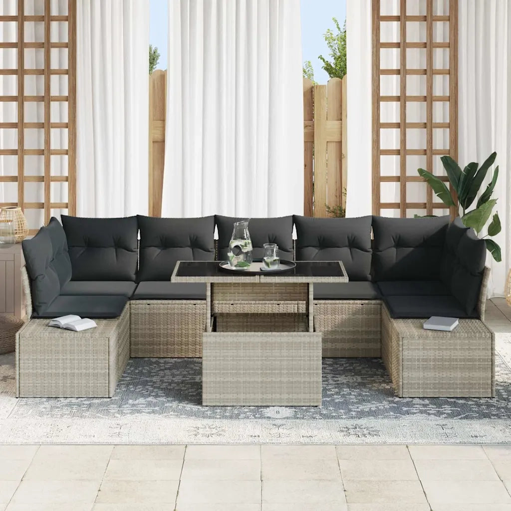 Set Divano da Giardino 8 pcs Grigio chiaro e grigio scuro
