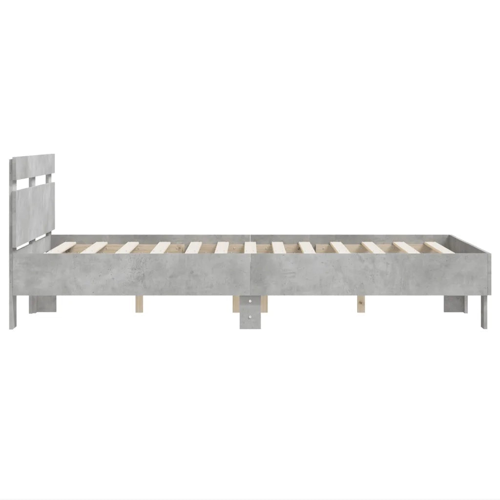 Letto matrimoniale | Letto per adulti | Giroletto Testiera Grigio Cemento 120x190 cm Legno Multistrato