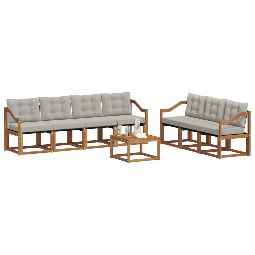 Set di divani da esterno 8 pcs Grigio Naturale e Chiaro 3368482