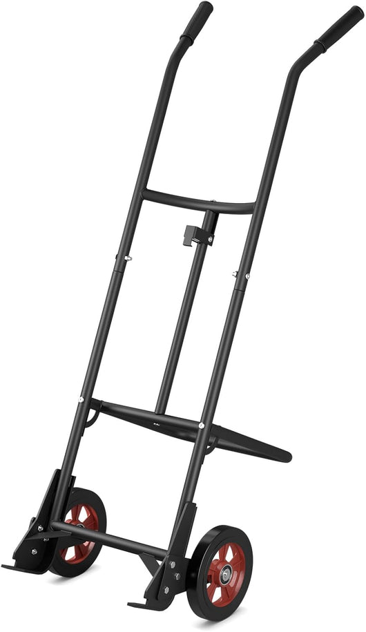 Carrello Porta Fusto, Carrello Porta Fusti con 2 Ruote in Gomma e Impugnature in EVA Ganci a Molla, Capacità di Carico 545 kg