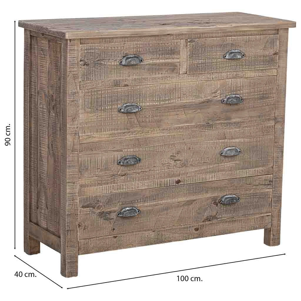 Cassettone in legno marrone 90x40x100h cm