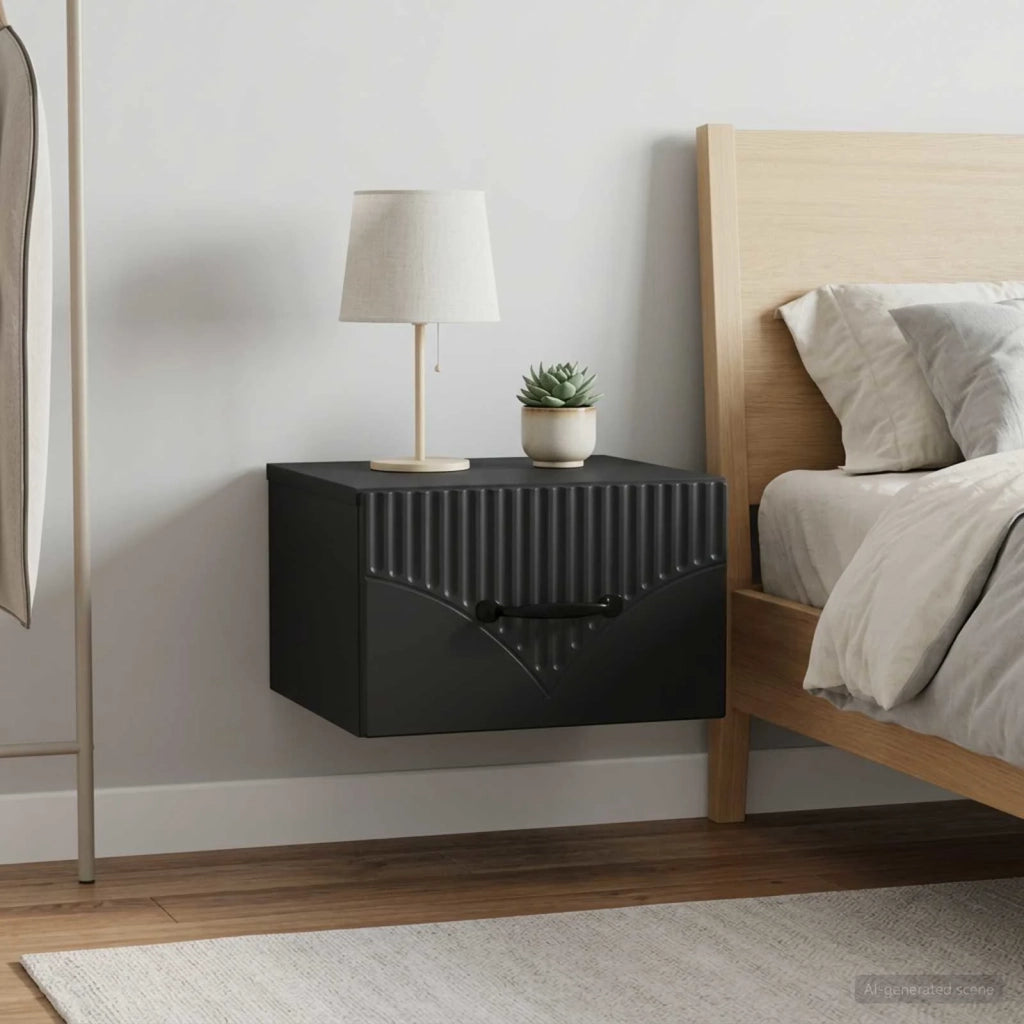 Mobiletto da notte a muro 2 pcs Nero 34,5 x 33 x 20 cm 898938