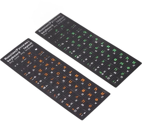 Sticker per tastiera in PVC - Acqua e shock resistenti - Disegno per tastiera - Colori: Verde e Arancione - Idoneo per laptop e computer desktop.
