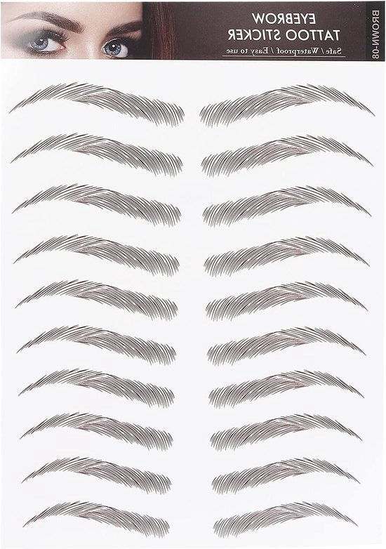 Tatuaggio Sticker per sopracciglia Professionale Sticker trasferibile idrorepellente Strumento per trucco per donne e ragazze (Bruno)(BRUIN-08)