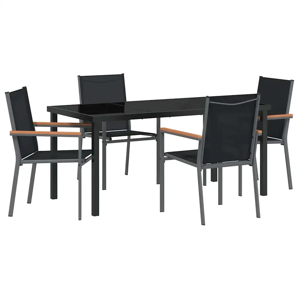 Set da Pranzo per Giardino 5 pcs Nero 3379089
