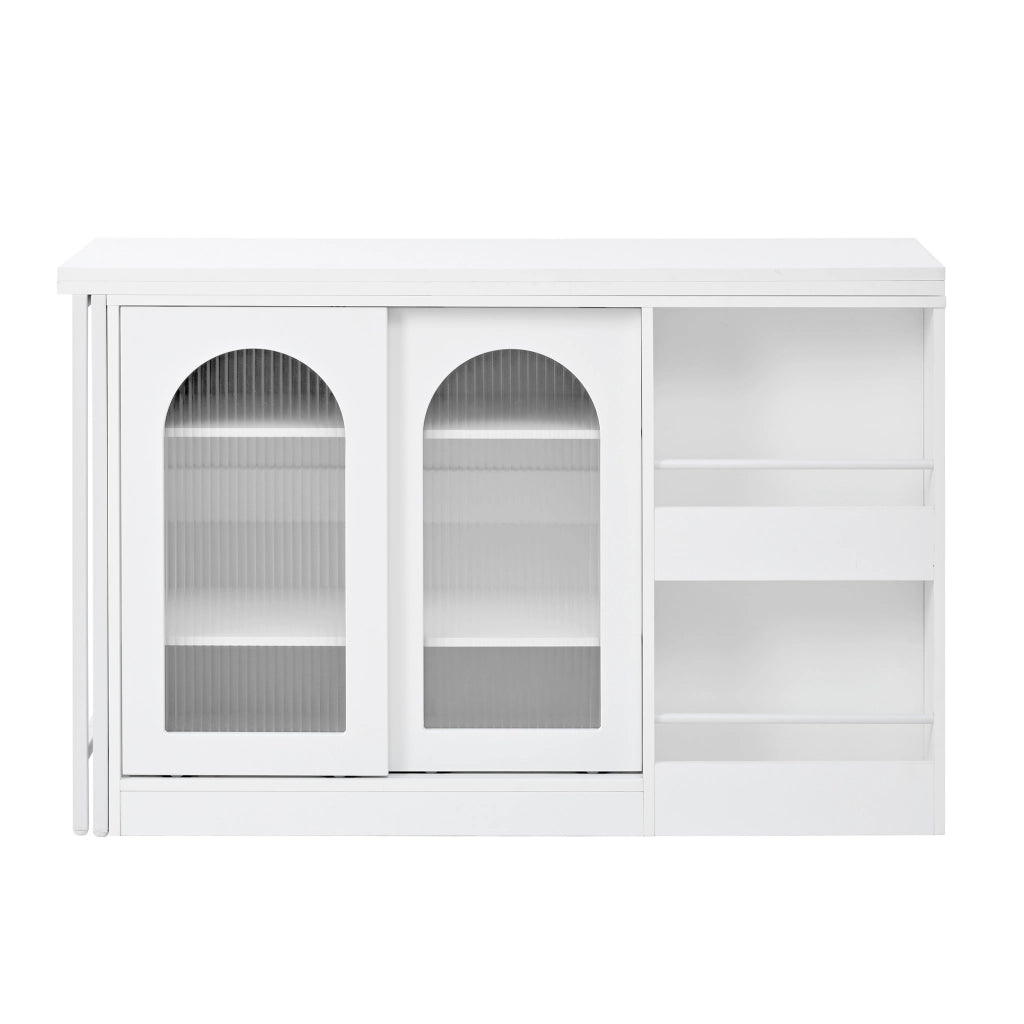 Tavolo Bar Allungabile Reversibile con Credenza e Vetro ¨C Xylo ¨C Bianco
