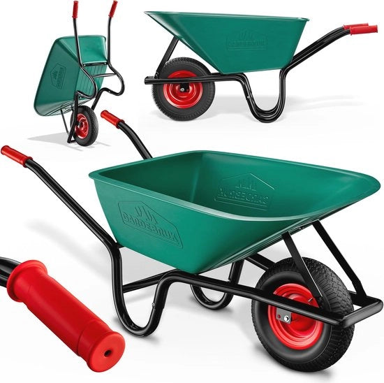 Carrello da giardino 100 litri - Sostegno fino a 150 kg - Gomme pneumatiche e contenitore in plastica