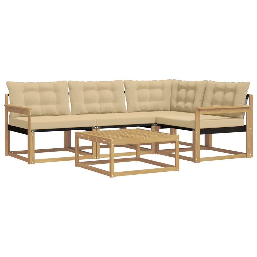 Set di divani da esterno 5 pcs Bianco e Beige 79 x 79 x 37 cm