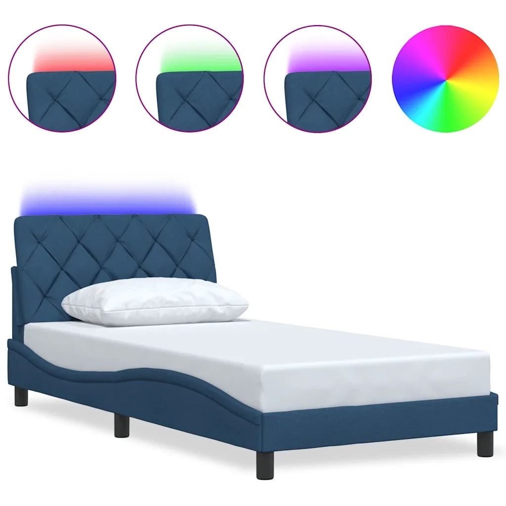 Giroletto con LED senza Materasso Blu 100x200 cm in Tessuto 3310656