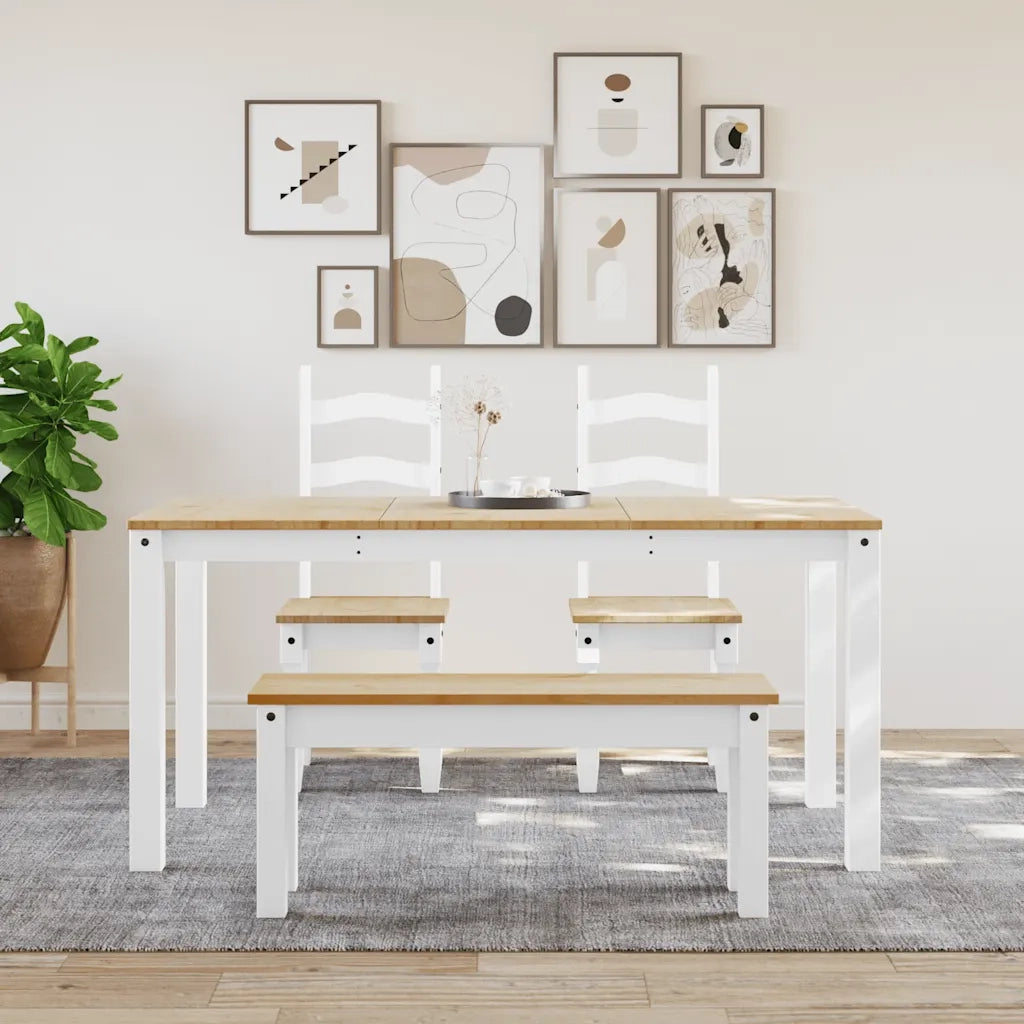 Tavolo da Pranzo PANAMA Bianco 160x80x75 cm Legno Massello Pino 4005707