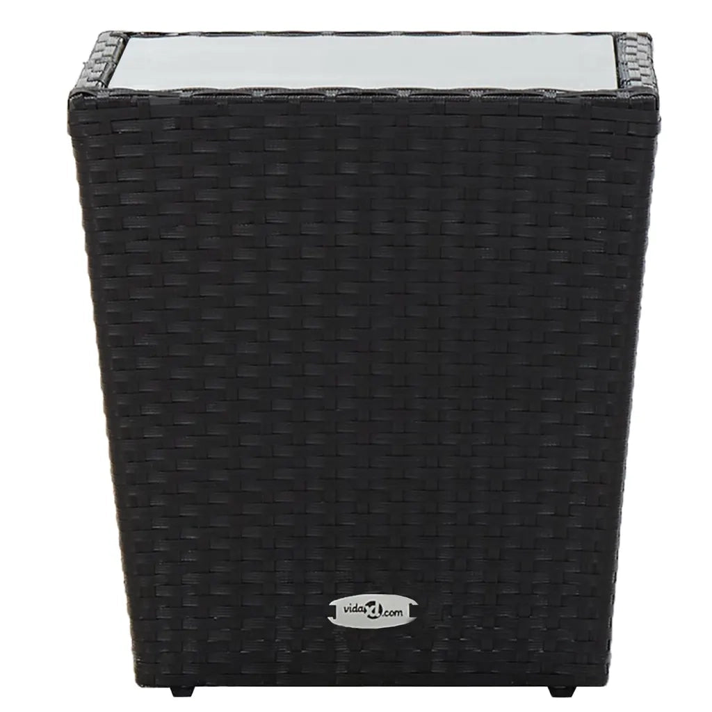 Set da Bistrot per Giardino 5pz Polyrattan Vetro Temperato Nero 3058374
