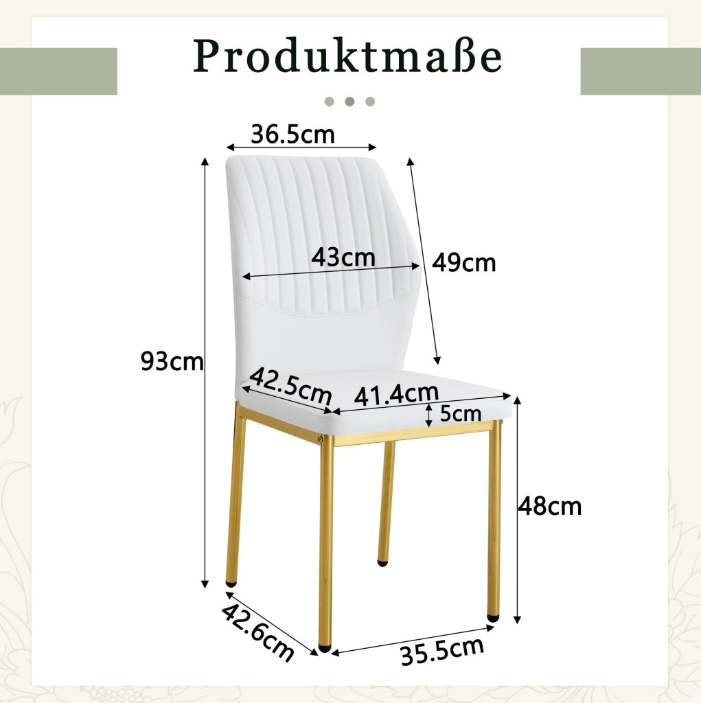 Set di 4 sedie da pranzo bianche e oro in PU