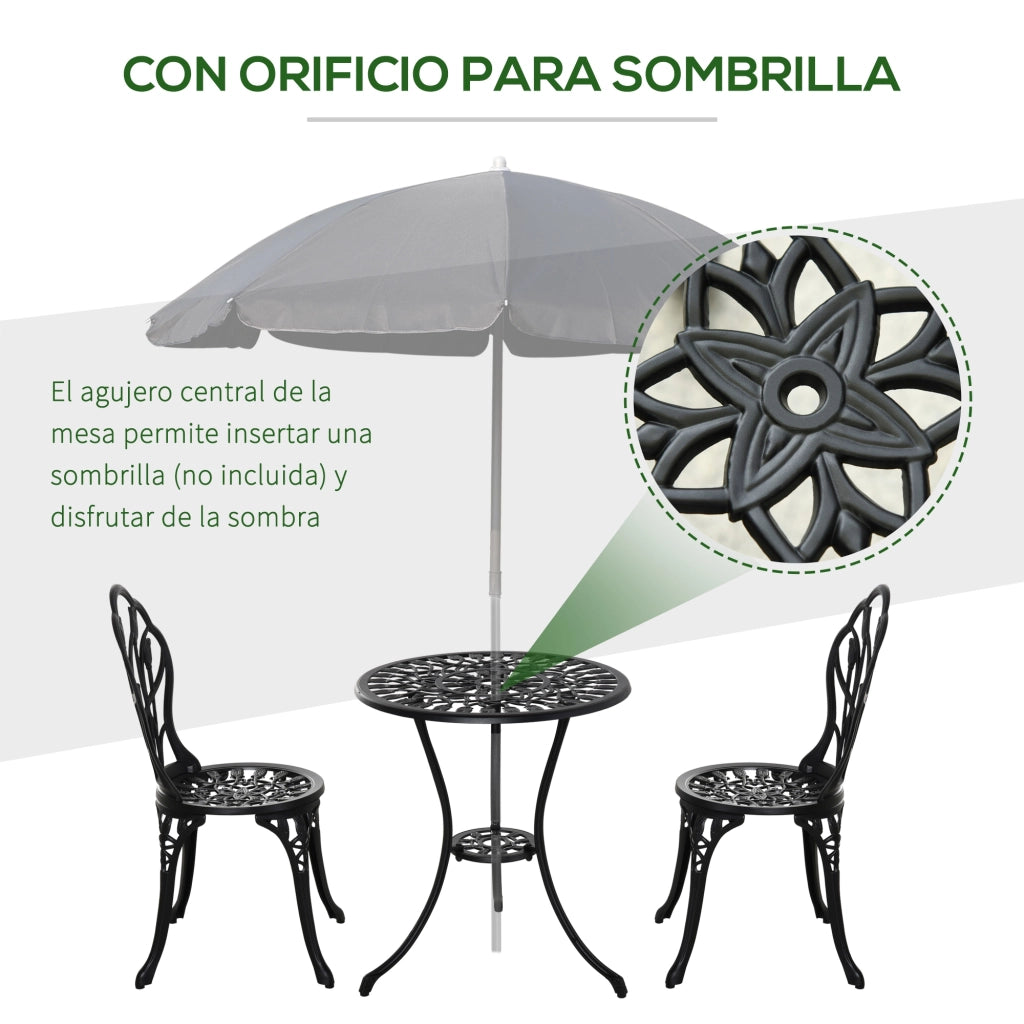 Set Giardino 3 Pezzi Tavolo Rotondo e 2 Sedie ¨C Xylo ¨C Nero ?60x67 cm