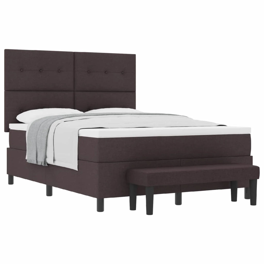 Letto a molle con materasso Marrone Scuro 140 x 200 cm Tessuto