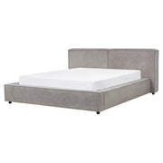 Letto matrimoniale in velluto a coste con struttura a doghe grigio 160 x 200 cm stile classico camera da letto