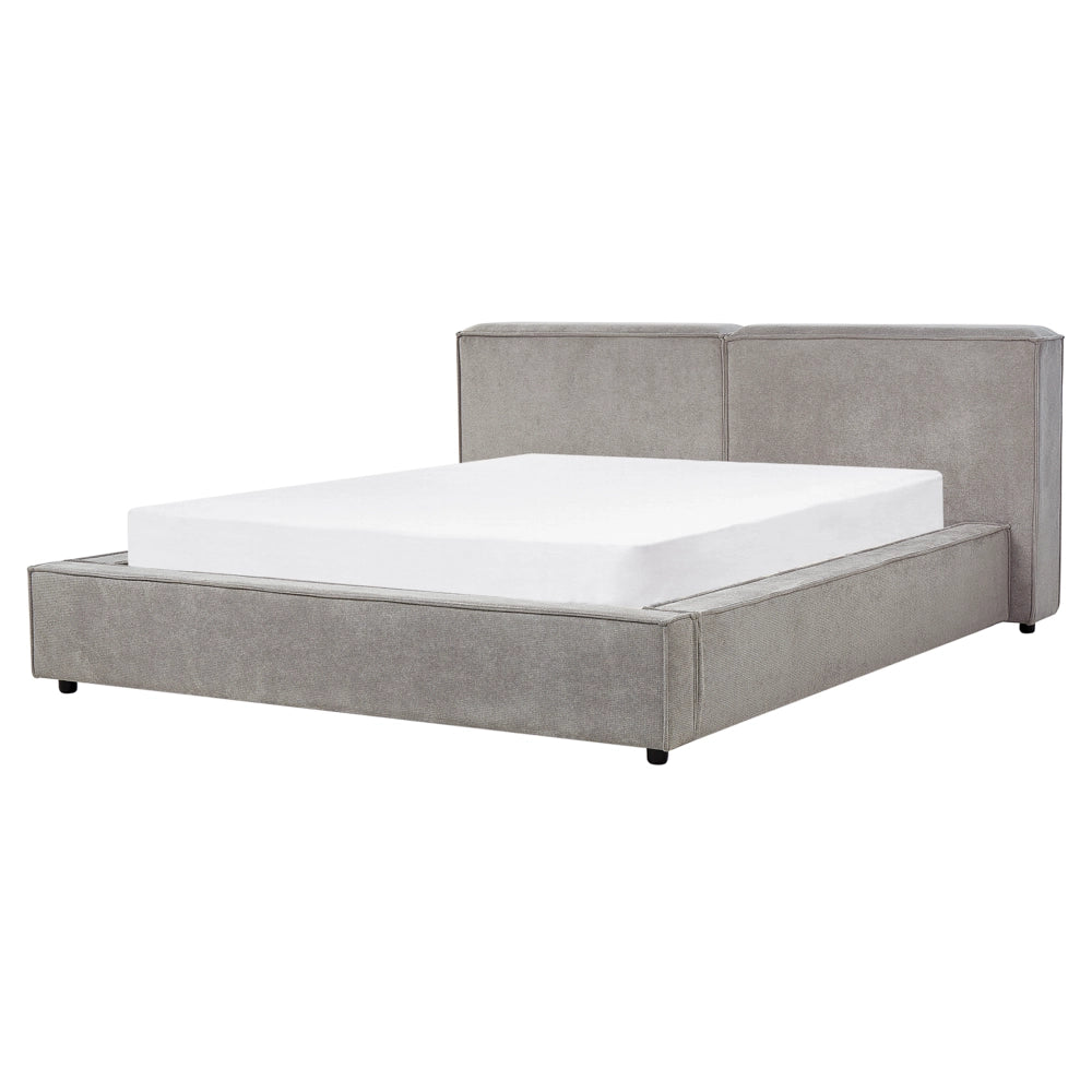 Letto matrimoniale in velluto a coste con struttura a doghe grigio 160 x 200 cm stile classico camera da letto