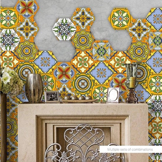Set di 10 adesivi per parete - autofissanti - acqua resistente - pellicola PVC - 20 x 23 cm - adatti per soggiorno, cucina, bagno - pavimento decorativo