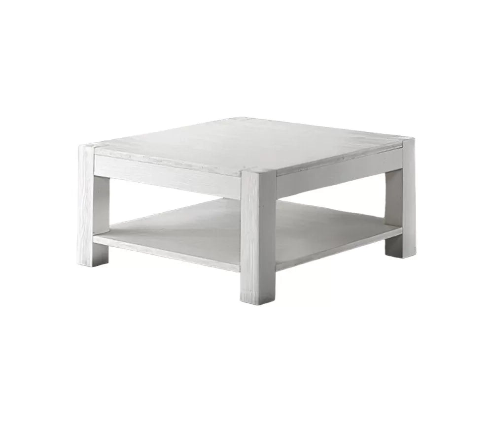Tavolino quadrato in abete bianco spazzolato 80x80x40 (652) - Mobili 2G